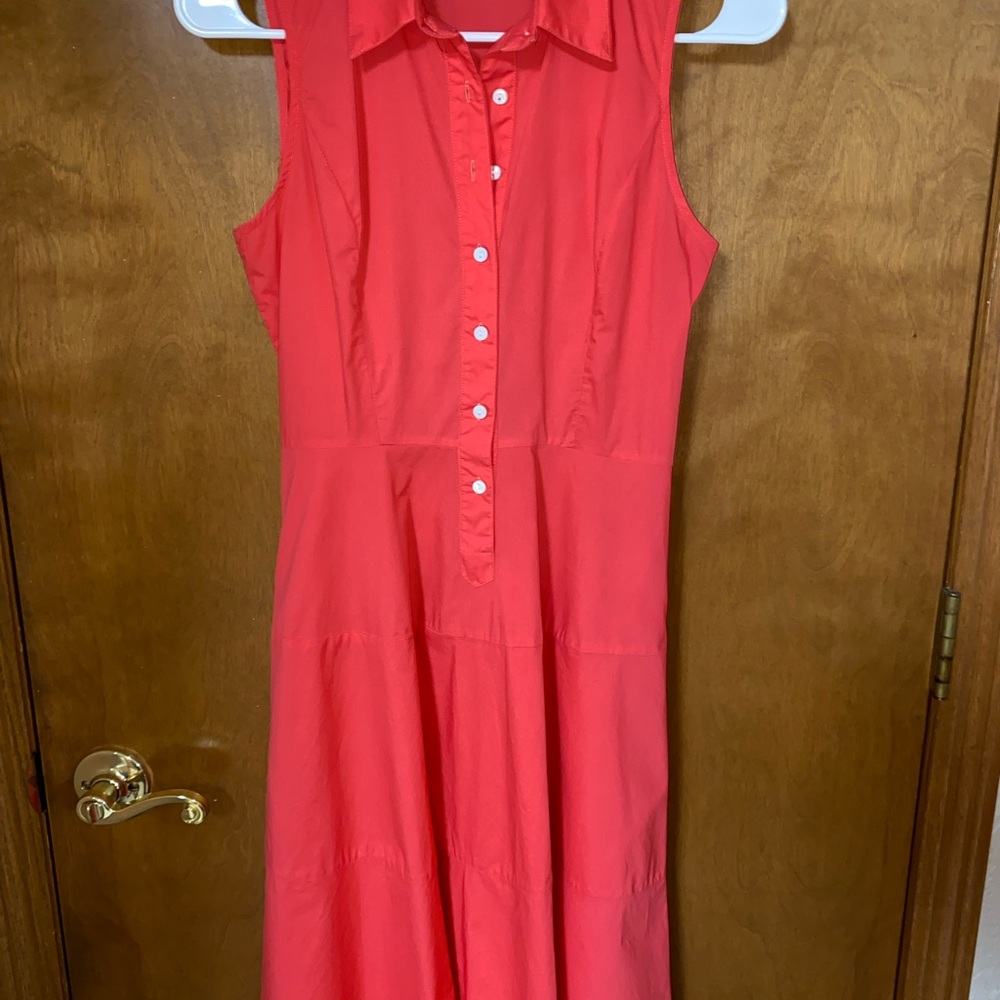 Sleeveless Coral Button-Up Dress